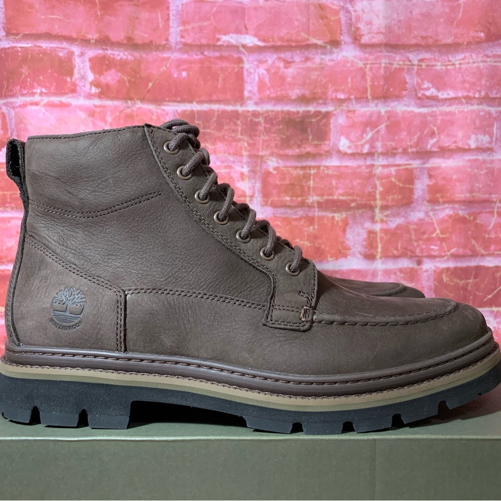 Timberland men’s port union waterproof 6” moc toe boot dark brown size 8.5 wide